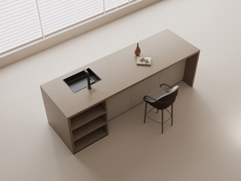 吧台吧椅组合 吧台餐桌 水吧台 休闲椅 餐具 装饰品su模型