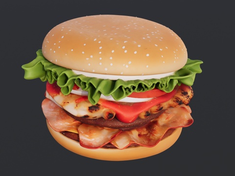 培根生菜汉堡su模型