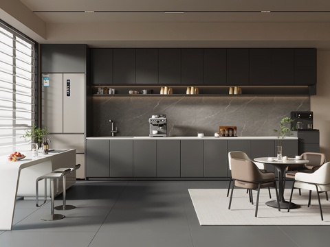 现代茶水间su模型