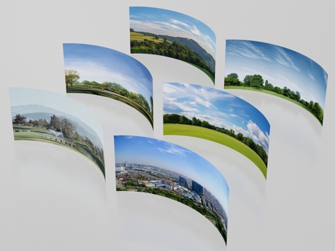 现代环绕背景 户外背景  城市植被环绕背景su模型