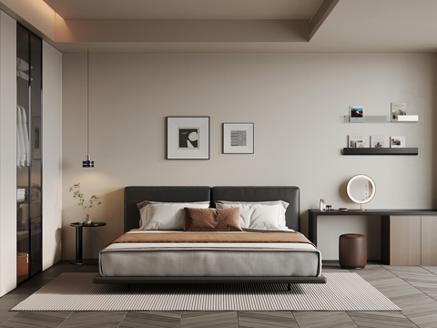 现代意式卧室su模型