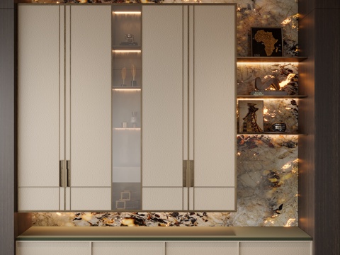 新中式玄关 玄关柜su模型