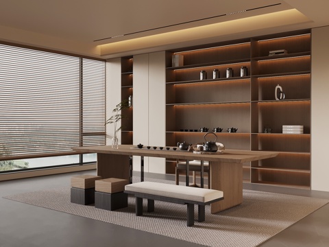 新中式茶室su模型