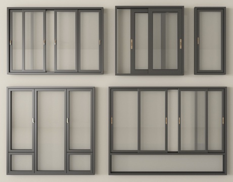 现代窗组合 平开窗 推拉窗 阳台窗 落地窗su模型