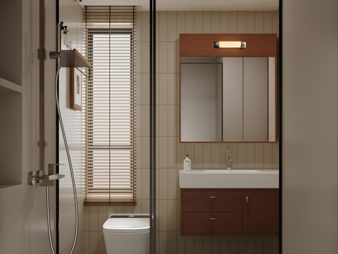  复古中古卫生间3d模型 