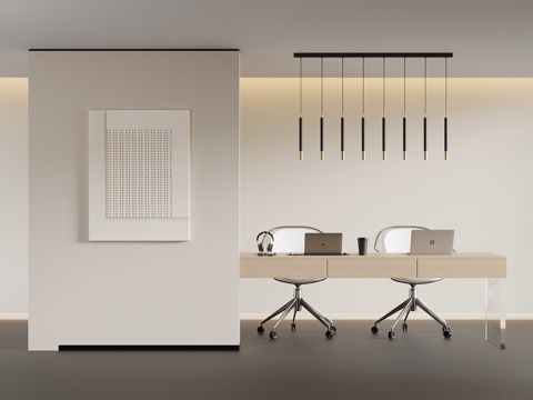 现代简约隔断 书桌椅su模型