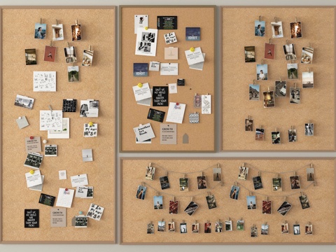 现代墙饰 照片墙 便签墙su模型