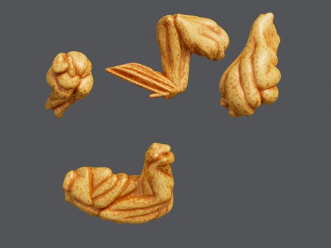 油炸鸡翅鸡腿组合su模型