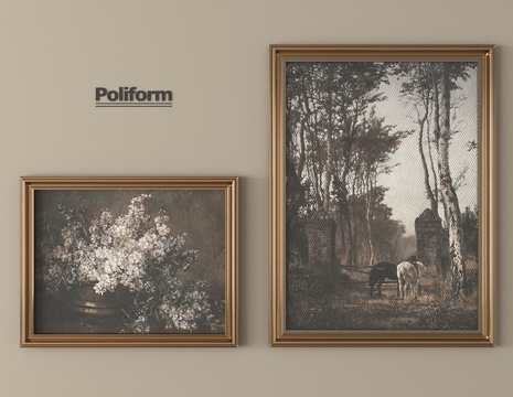 复古挂画 装饰挂画su模型