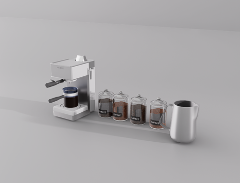 咖啡机组合su模型
