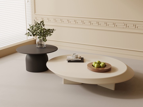 现代奶油风茶几 字母几su模型