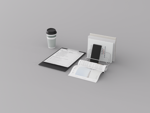 办公用品组合su模型