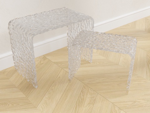 水波纹亚克力凳子 亚克力座凳 亚克力凳子 透明小板凳 水波纹su模型