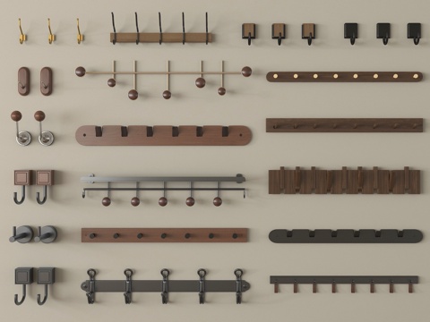 中古风挂钩 挂衣钩  挂衣架su模型