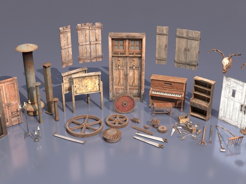  复古修理工具3d模型 