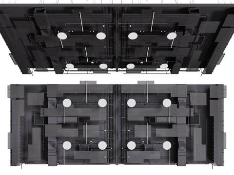 现代工业LOFT吊顶 裸顶吊顶 工业管道吊顶 铁丝网吊顶su模型