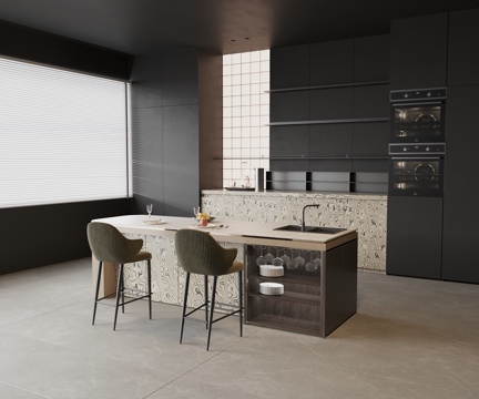 吧台吧椅组合 吧台餐桌 水吧台 休闲椅 餐具 装饰品 橱柜su模型