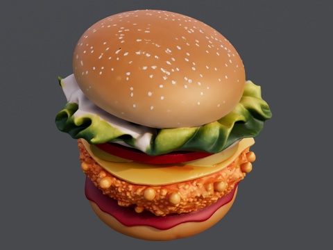 香酥鸡肉堡su模型