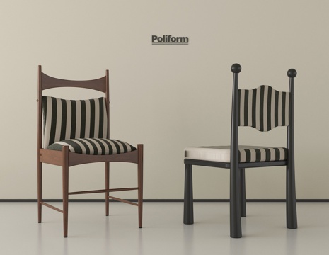 中古侘寂餐椅 布艺餐椅 木餐椅 单椅 休闲椅su模型