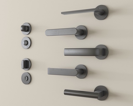 现代门把手 门锁 金属门拉手su模型