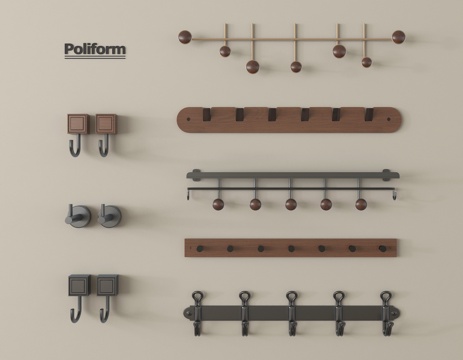 中古风挂钩 挂衣钩  挂衣架su模型