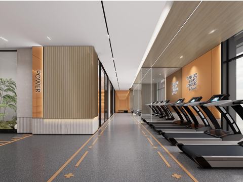 现代健身房 运动器材 健身器材su模型