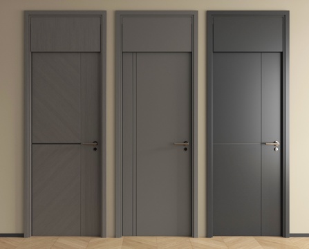 现代门组合  卧室门 木门 通顶门 平开门su模型