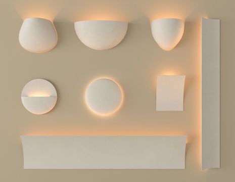 现代石膏灯 内嵌式石膏灯 壁灯 氛围灯su模型