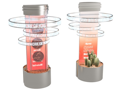 亚克力包柱灯箱 广告造型灯箱 包柱造型 环形发光造型灯 软膜su模型