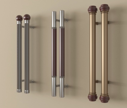 中古风简约拉手 金属拉手 长拉手su模型