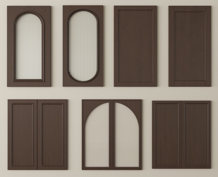 新中式门板 装饰门板 护墙板su模型