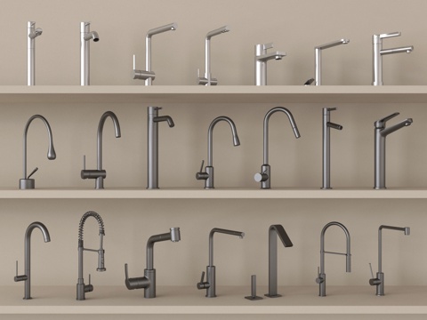 现代水龙头 不锈钢水龙头su模型