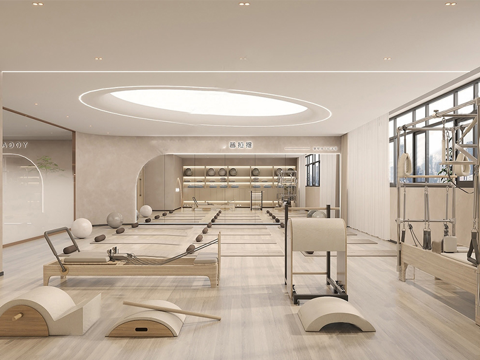 现代健身房 健身器材su模型