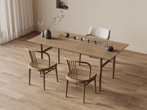 现代茶桌椅 茶台su模型