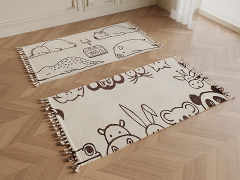 现代儿童地毯 方形地毯su模型