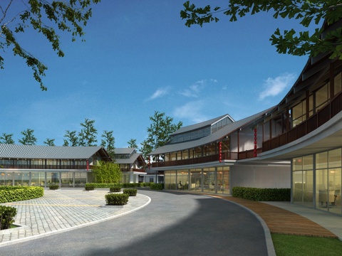  新中式商业步行街3d模型 