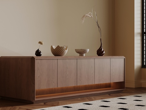 中古风边柜 装饰柜su模型