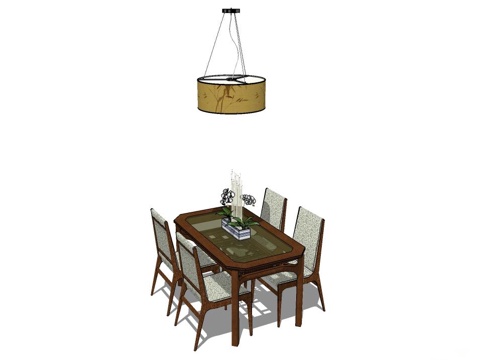 实木桌椅 桌椅 休闲桌椅 餐桌椅 浅色桌椅 家桌椅免费su模型