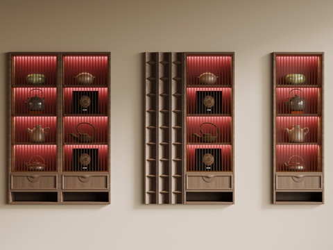 新中式茶叶柜 装饰柜su模型