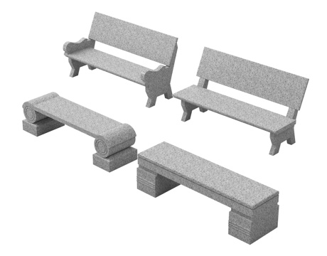 中式石凳 景观石凳 长条形 座椅长椅 户外景观座椅su模型