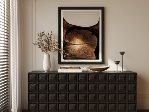 现代复古玄关柜 边柜 装饰摆件su模型