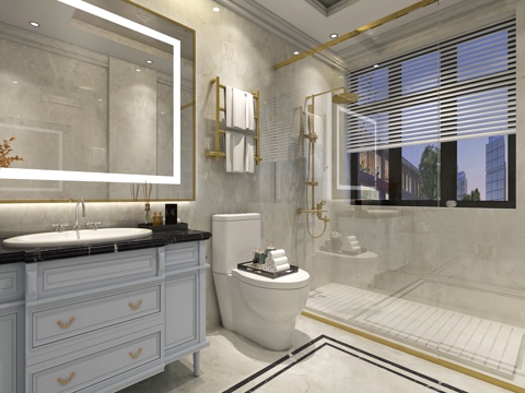  简欧卫生间3d模型3d模型 