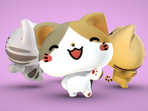 猫咪-绑定与摆姿su模型