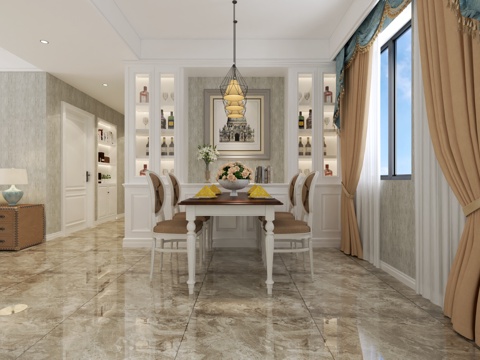  美式客餐厅 美式吊灯3d模型 