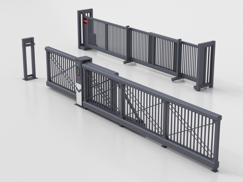  现代道闸栏杆 闸门3d模型 