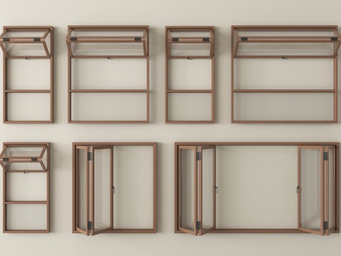 中式窗组合 折叠窗su模型