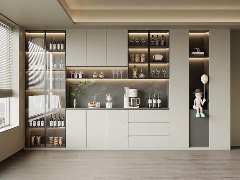 现代意式酒柜 餐边柜su模型