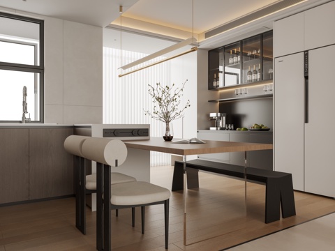  现代餐厅3d模型 