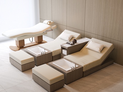  足疗椅 足浴躺椅 洗脚椅 足浴店 足疗间 按摩椅3d模型 