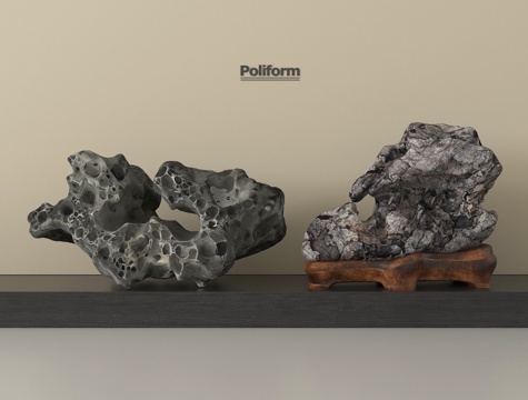 新中式太湖石摆件 太湖石雕塑摆件su模型